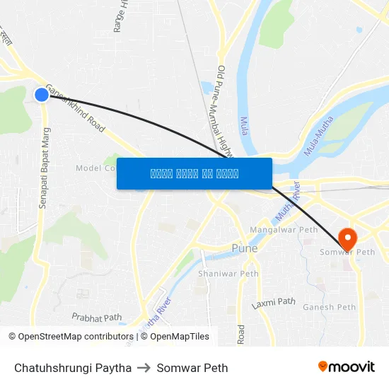 चतुःश्रृंगी पायथा to सोमवार पेठ map