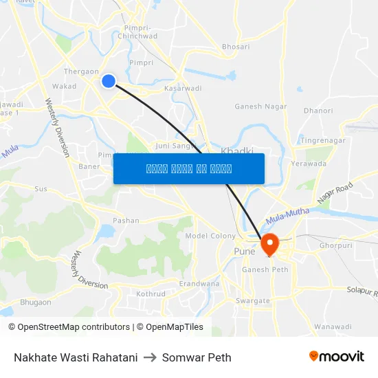 नखाते वस्ती रहाटणी to सोमवार पेठ map