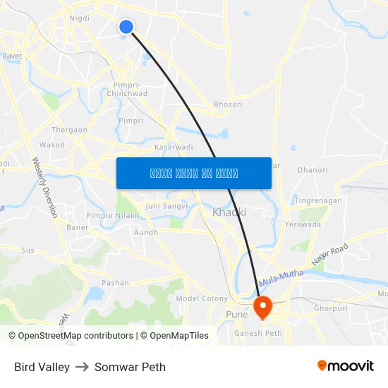 बर्ड वैली to सोमवार पेठ map