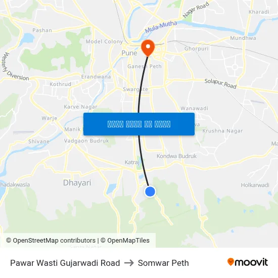 पवार वस्ती गुजरवाड़ी रोड to सोमवार पेठ map