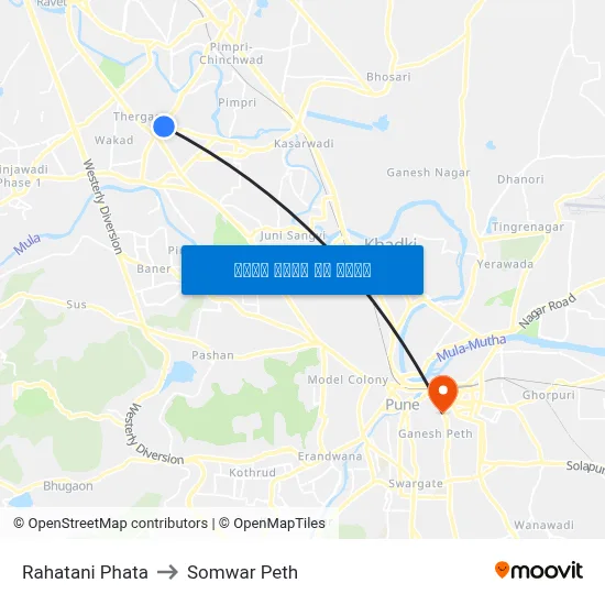 रहाटनी फाटा to सोमवार पेठ map