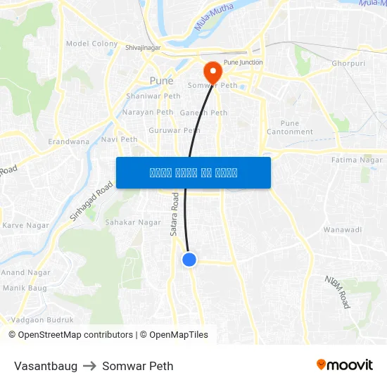 वसंतबाग to सोमवार पेठ map