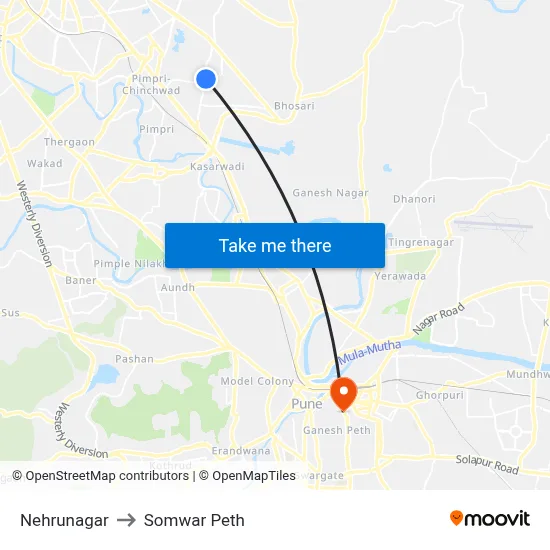 नेहरूनगर to सोमवार पेठ map