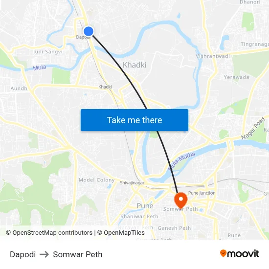 दापोडी to सोमवार पेठ map