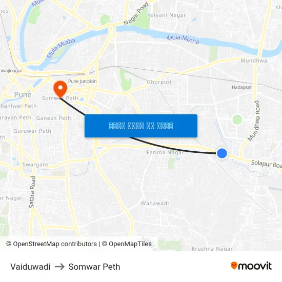 वैदुवाड़ी to सोमवार पेठ map
