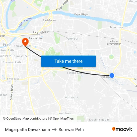 मगरपट्टा दवाखाना to सोमवार पेठ map