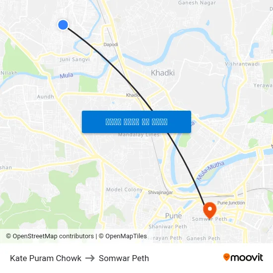 काटे पुरम चौक to सोमवार पेठ map