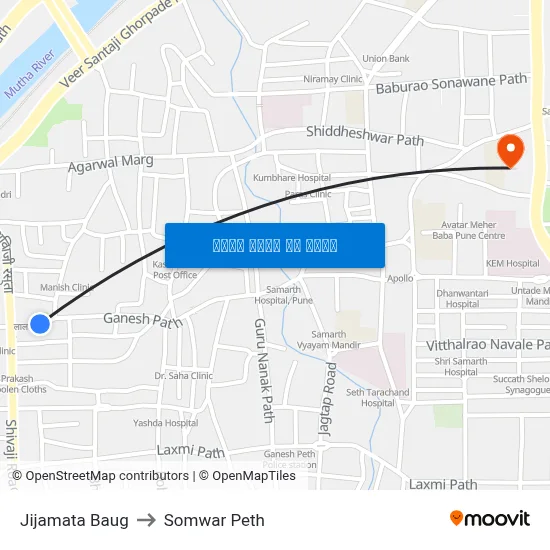 जिजामाता बाग to सोमवार पेठ map