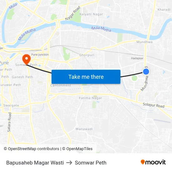 बापूसाहेब मगर वस्ती to सोमवार पेठ map