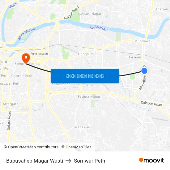 बापूसाहेब मगर वस्ती to सोमवार पेठ map