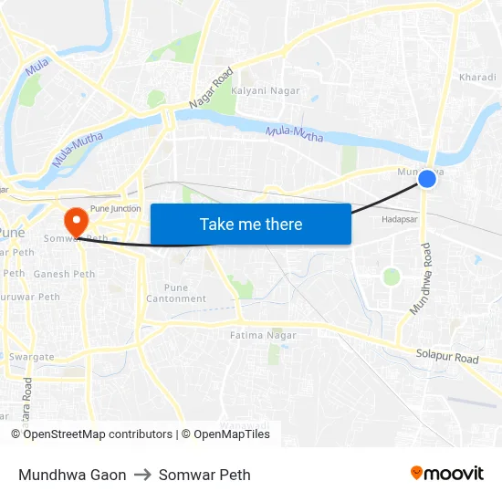 मुंढवा गाँव to सोमवार पेठ map