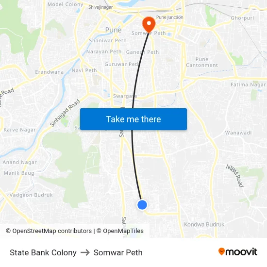 स्टेट बैंक कॉलोनी to सोमवार पेठ map