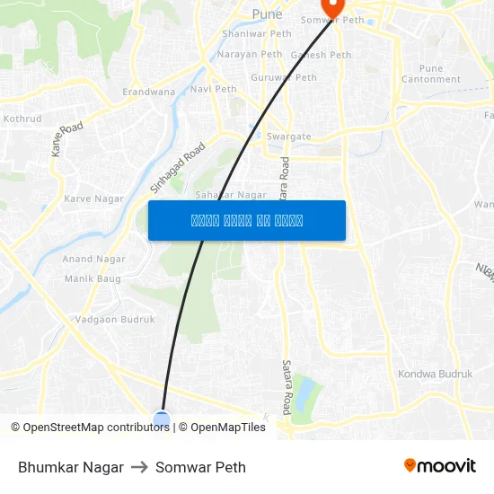 भुमकर नगर to सोमवार पेठ map