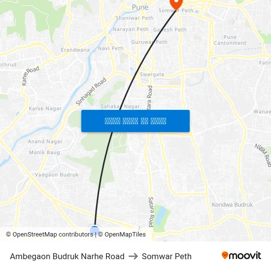 अंबेगाव बुद्रुक नरहे रोड to सोमवार पेठ map