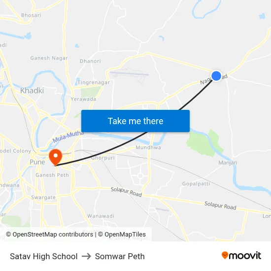 Satav High School to Somwar Peth map