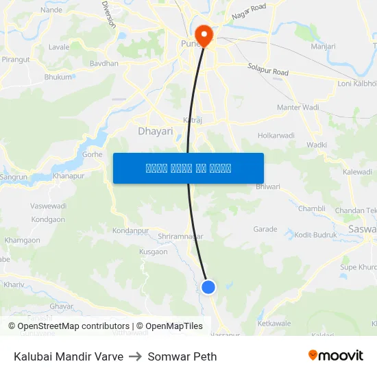 काळूबाई मंदिर वारवे to सोमवार पेठ map