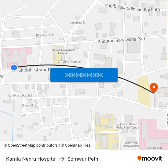 कमला नेहरू हॉस्पिटल to सोमवार पेठ map