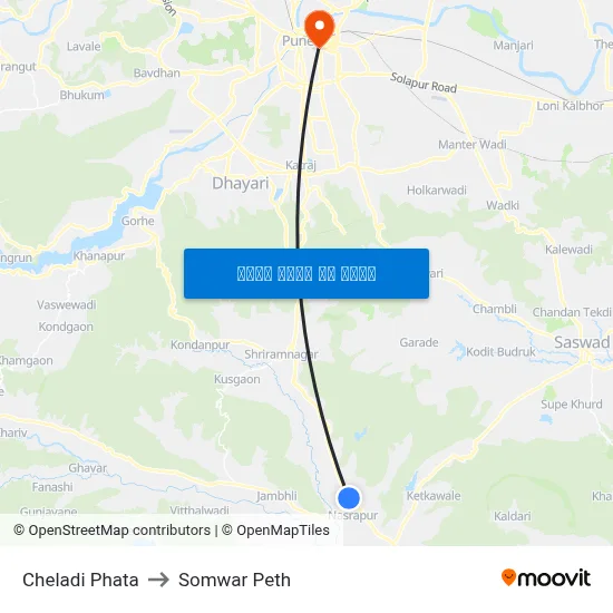 चेलाडी फाटा to सोमवार पेठ map