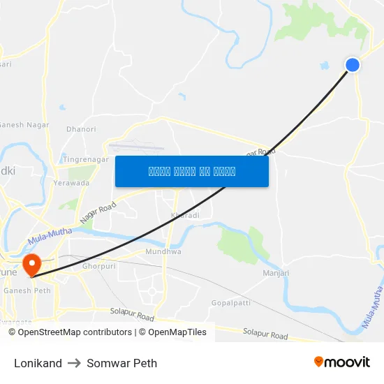लोणीकंद to सोमवार पेठ map
