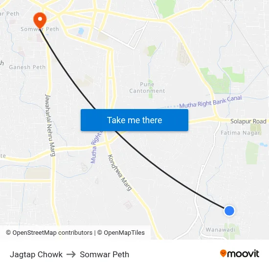 जगताप चौक to सोमवार पेठ map