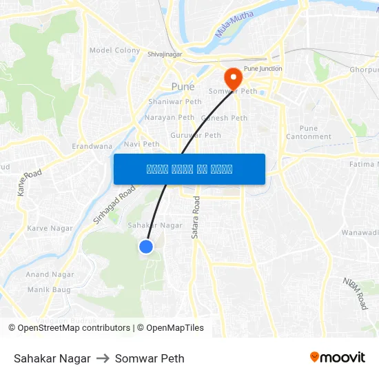 Sahakar Nagar to Somwar Peth map