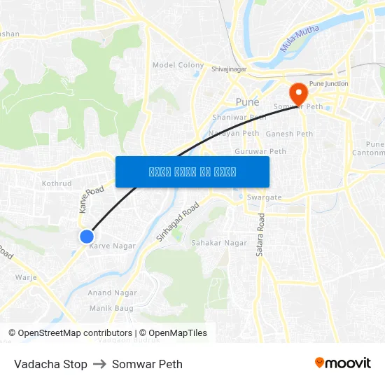 Vadacha Stop to Somwar Peth map