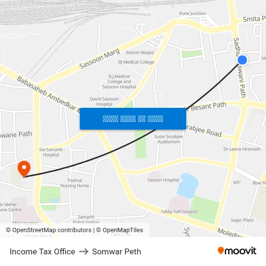 Income Tax Office to Somwar Peth map