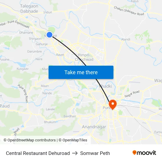Central Restaurant Dehuroad to सोमवार पेठ map