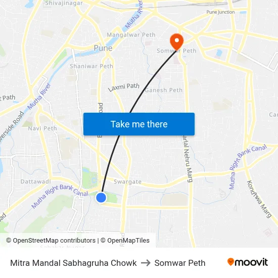 मित्र मंडल सभागृह चौक to सोमवार पेठ map