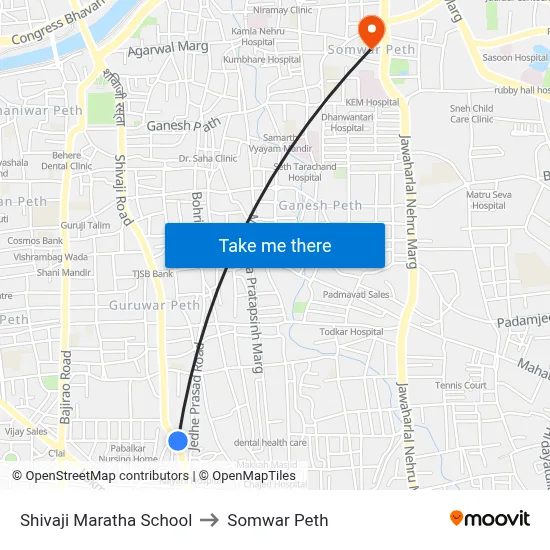 शिवाजी मराठा स्कूल to सोमवार पेठ map