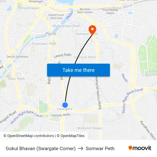 गोकुल भवन (स्वारगेट कॉर्नर) to सोमवार पेठ map