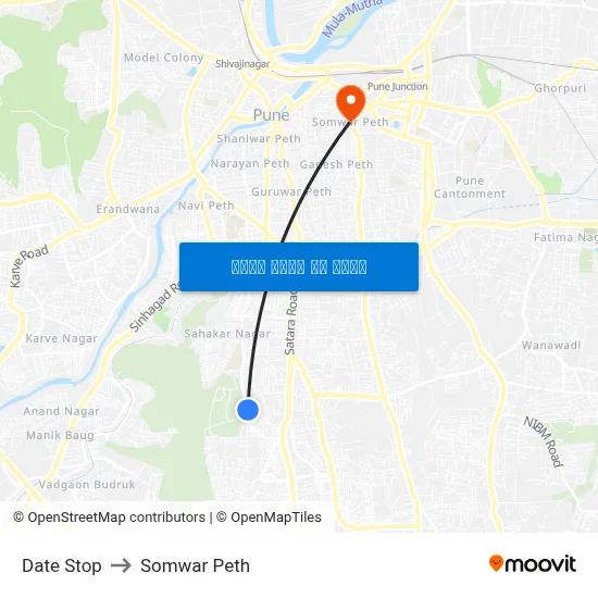 दाते स्टॉप to सोमवार पेठ map