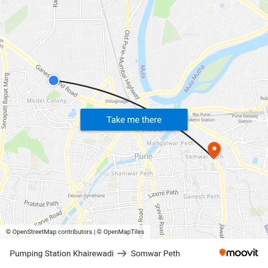 पंपिंग स्टेशन खैरेवाड़ी to सोमवार पेठ map