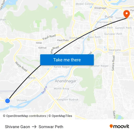 शिवणे गाव to सोमवार पेठ map