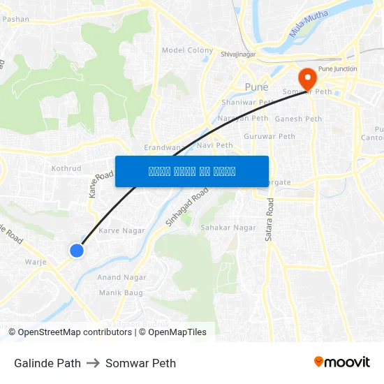 गलिंडे पथ to सोमवार पेठ map