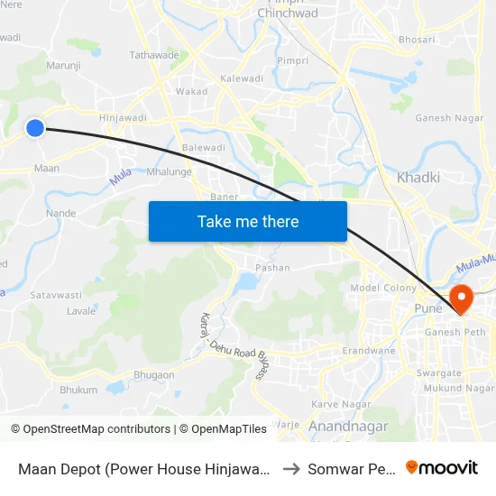 मान डिपो (पावर हाउस हिंजवाडी) to सोमवार पेठ map