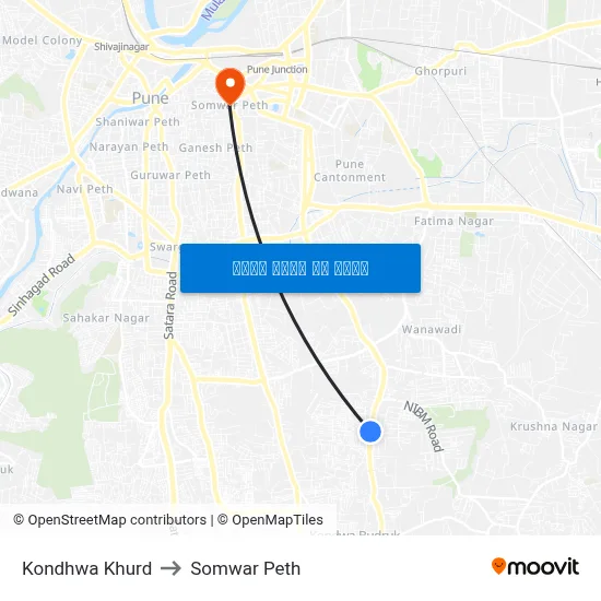 कोंढवा खुर्द to सोमवार पेठ map