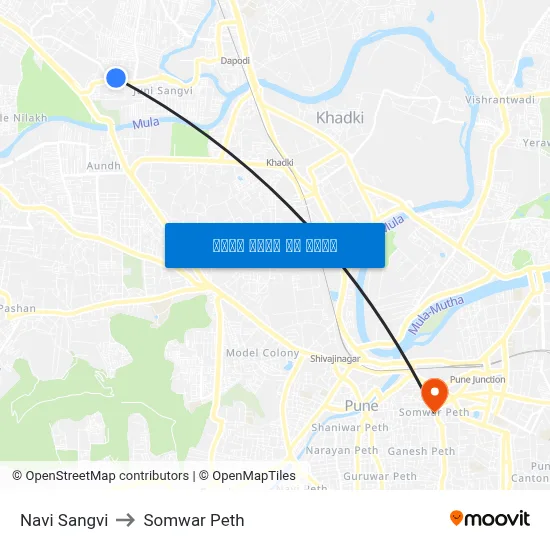 नवी सांगवी to सोमवार पेठ map