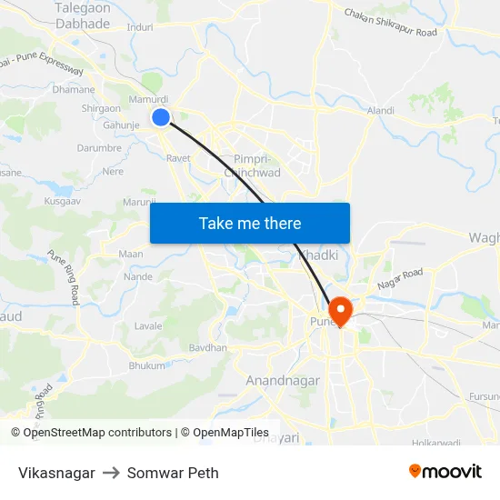 विकासनगर to सोमवार पेठ map