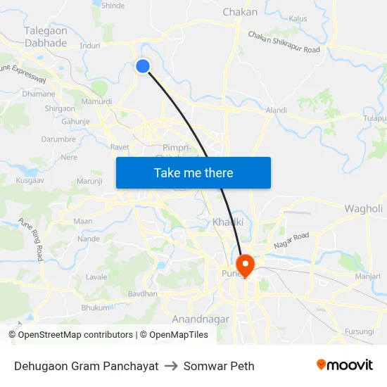 देहूगाव ग्राम पंचायत to सोमवार पेठ map