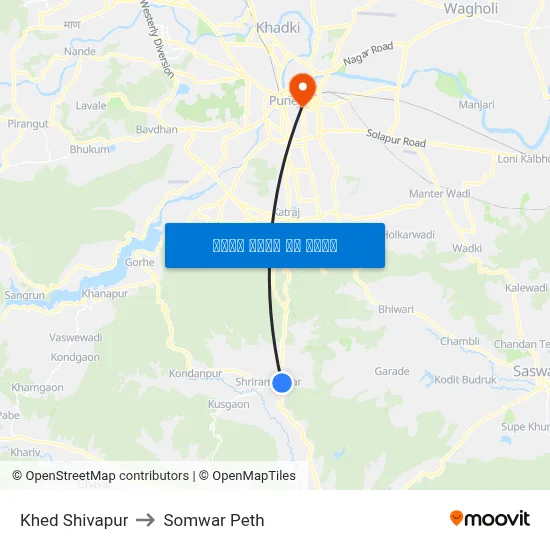 खेड शिवपुर to सोमवार पेठ map