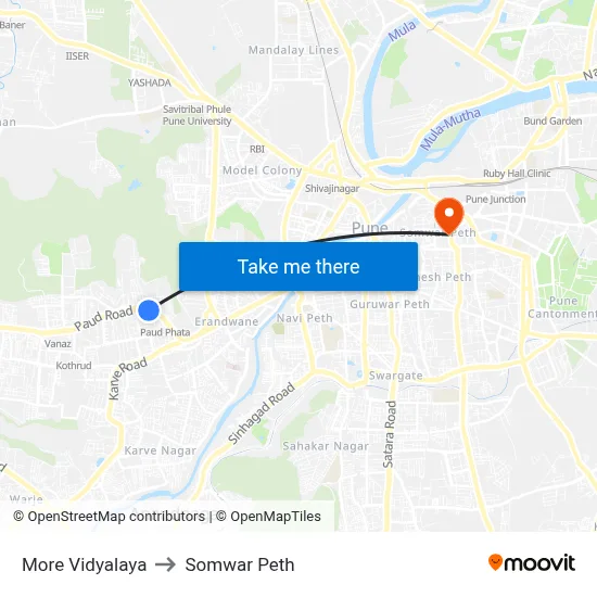 मोरे विद्यालय to सोमवार पेठ map