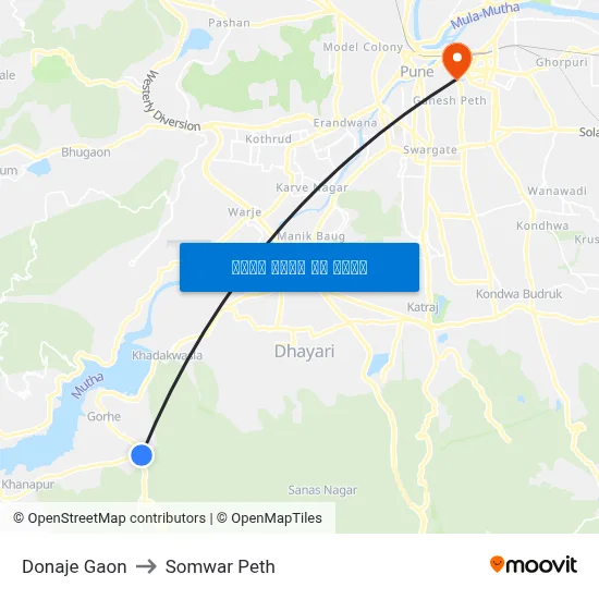डोणजे गाव to सोमवार पेठ map