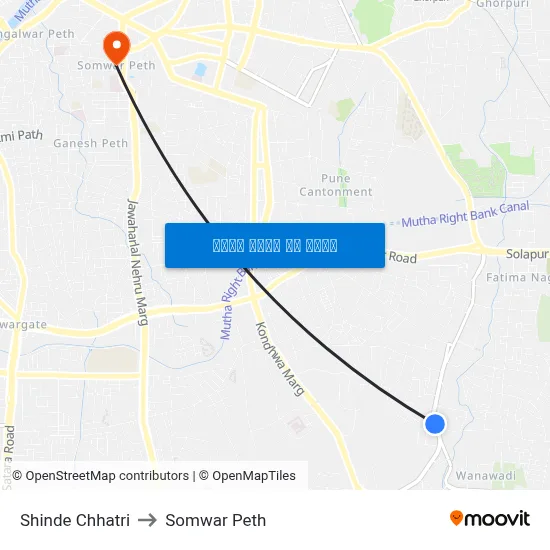 शिंदे छत्री to सोमवार पेठ map