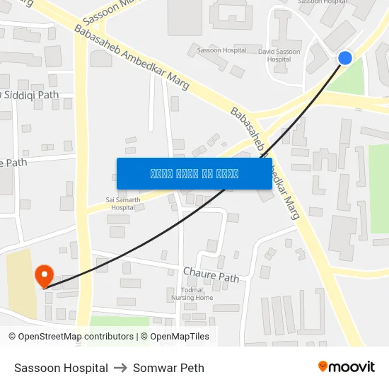 सासून अस्पताल to सोमवार पेठ map