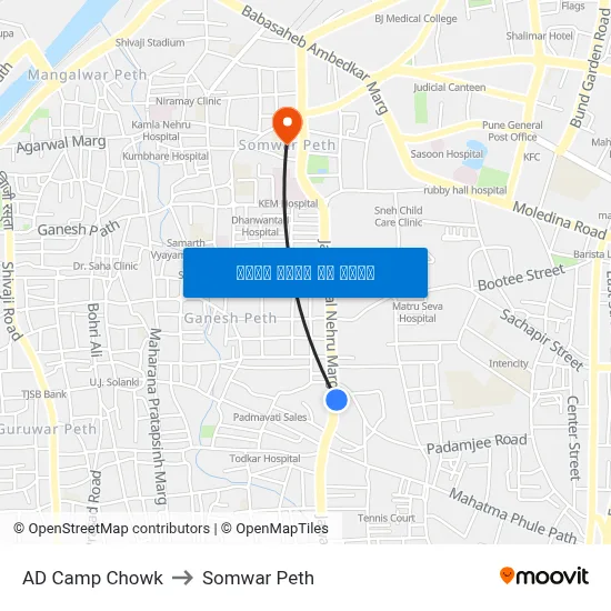 एडी कैंप चौक to सोमवार पेठ map