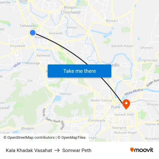 काला खडक वसाहत to सोमवार पेठ map