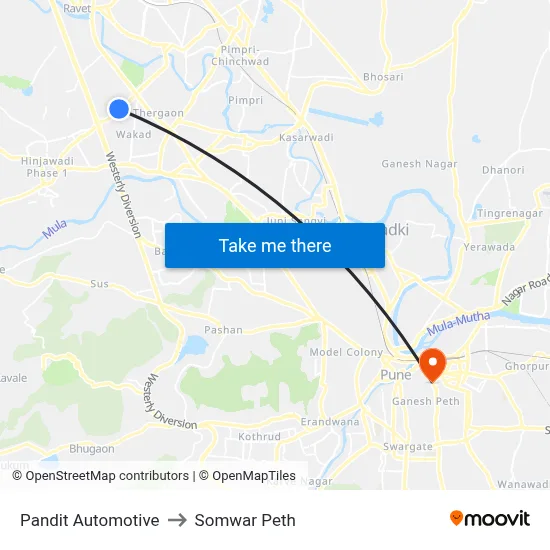 पंडित ऑटोमोटिव to सोमवार पेठ map