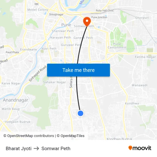 भारत ज्योति to सोमवार पेठ map