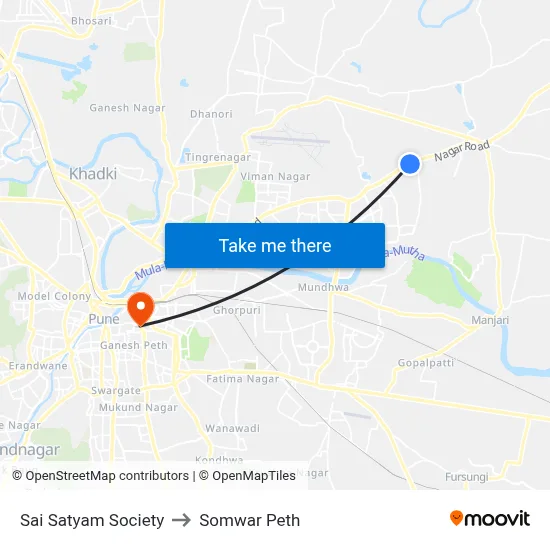 साई सत्यम सोसायटी to सोमवार पेठ map
